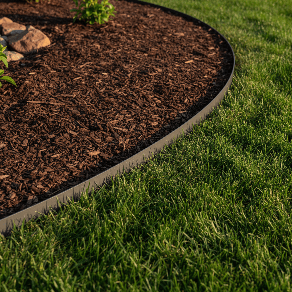 Flowerbed with neat edging and mulch