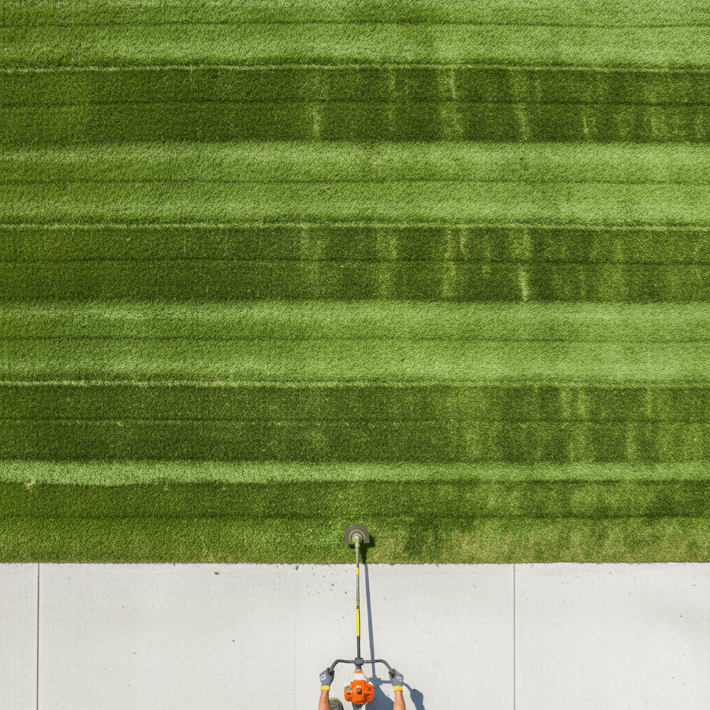 Lawn with sharp mowing stripes and clean edge